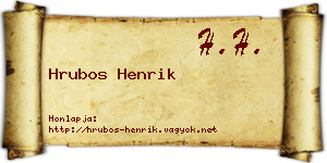 Hrubos Henrik névjegykártya